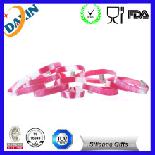 12 Pink Ribbon Silicone Camouflage Bracelets